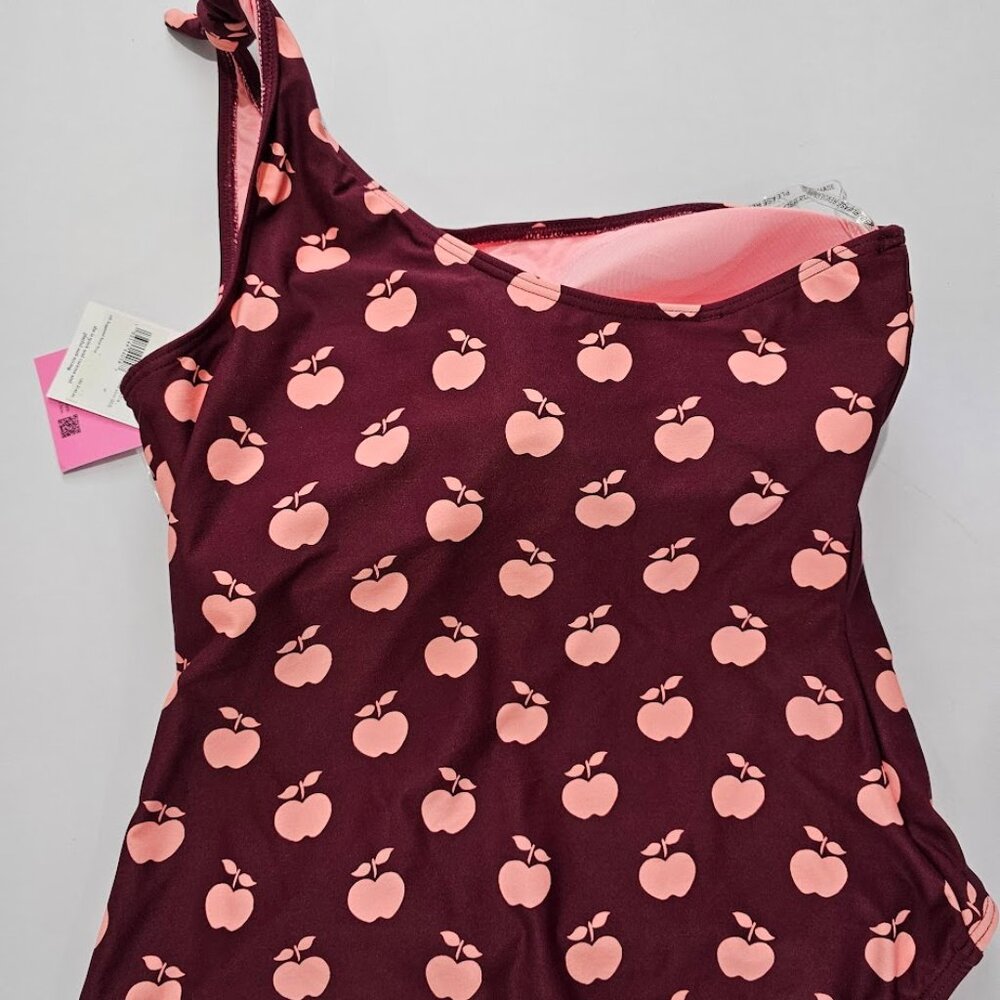 Kate Spade New York Fruit Print One Shoulder One Piece Swimsuit Deep Plum - Picture 11 of 12